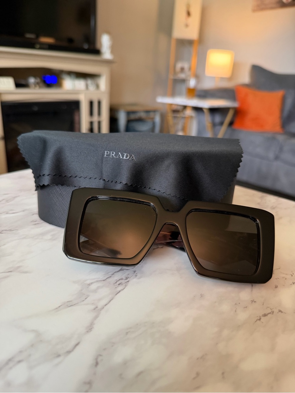 Prada Women’s Black Oversized Square Sunglasses with Gradient Lenses